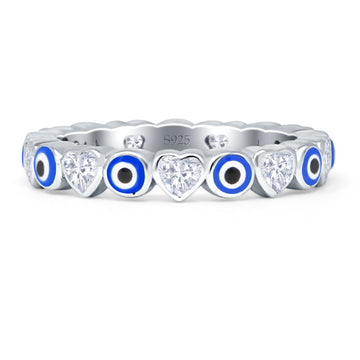 Heart CZ Evil Eye Ring